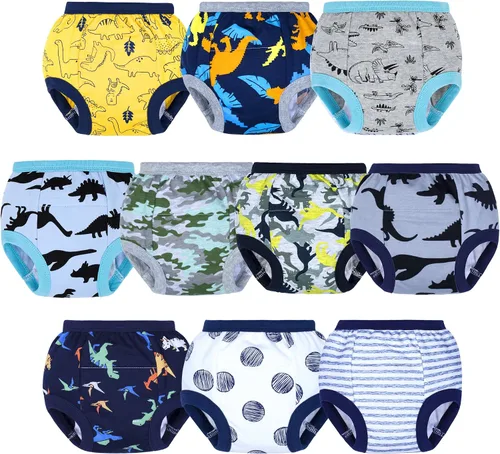 Vista 15 de BIG ELEPHANT Ropa interior de entrenamiento para ir al baño, 100% algodón, absorbente, unisex, pantalones para niños y niñas Serie Floral