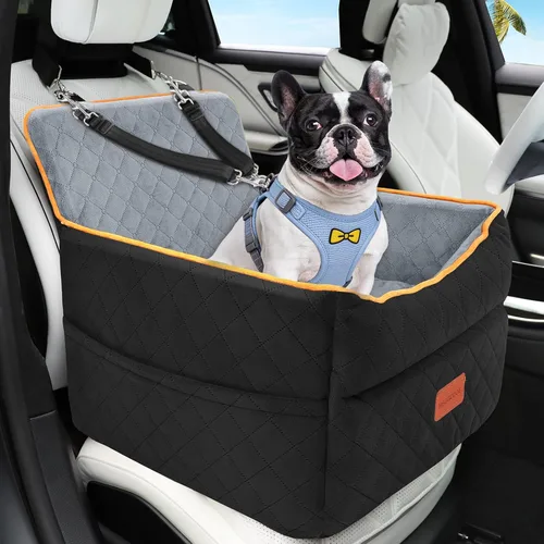 Vista 13 de HEGGCOOE Asiento de automóvil para perros pequeños, asientos elevadores de espuma viscoelástica con cojín grueso para perros medianos de menos de 35