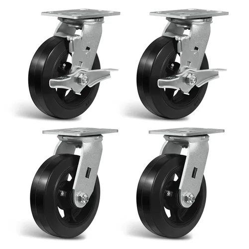 Vista 36 de Ruedas resistentes de 4 pulgadas, ruedas industriales de placa con rueda de goma, utilizadas para carrito de herramientas, plataforma, camión