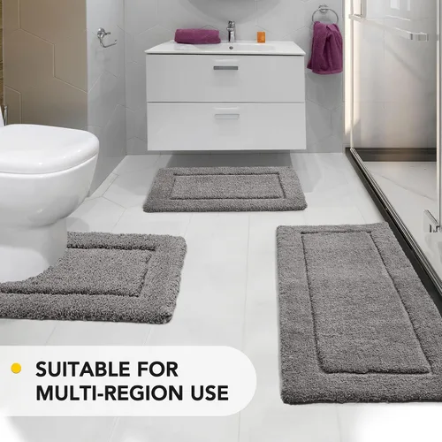 Vista 7 de Deconovo Alfombra de baño antideslizante, ultrasuave, de secado rápido, súper absorbente, lavable a máquina, alfombra de felpa prémium para baño
