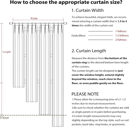 Vista 9 de Frelement Cortinas de terciopelo para oscurecer la habitación, paneles de ventana con aislamiento térmico para dormitorio, cortinas plisadas
