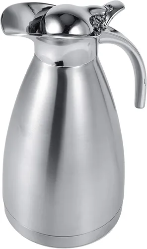 Vista 2 de Botella térmica de acero inoxidable con aislamiento térmico de doble pared al vacío, botella de agua caliente plateada de 1.5 L para cocina