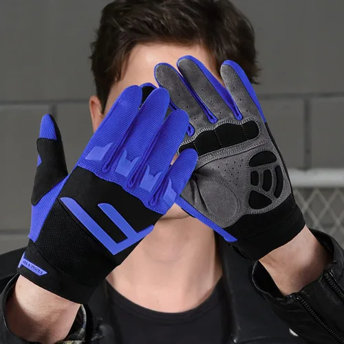 Vista 7 de FIORETTO Guantes de bicicleta de montaña para hombres y mujeres, guantes de ciclismo con almohadilla SBR de 0.197 in para pantalla táctil