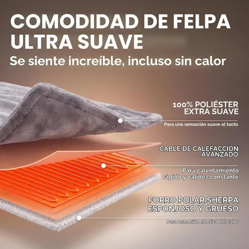 Vista 6 de FILO ESTILO Manta térmica eléctrica de 50 x 60 pulgadas, cable de 8 pies, 6