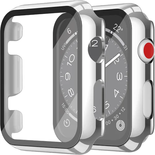 Vista 12 de Misxi Juego de 2 Fundas de Vidrio Templado Compatibles con Apple Watch Series 3 y Series 2 de 1.496 Pulgadas, Protector de Pantalla de Policarbonato