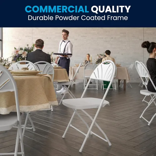Vista 7 de Flash Furniture HERCULES Series - Silla plegable con respaldo de plástico blanco de 650 libras