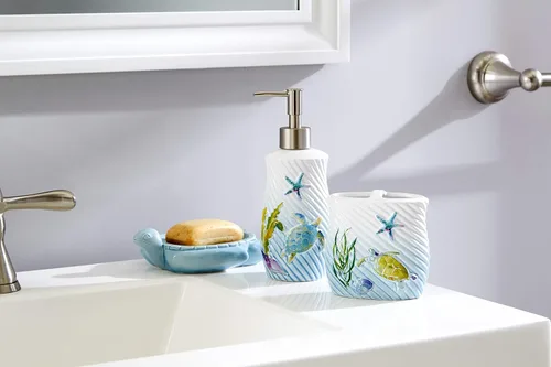 Vista 3 de SKL Home by Saturday Knight Ltd. Acuarela Ocean Lotion/Dispensador de jabón, multicolor