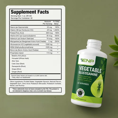 Vista 3 de Suplemento líquido de glucosamina más MSM, 1500 mg de glucosamina con MSM, apto para veganos, sin mariscos, sin OMG, suplemento de apoyo articular