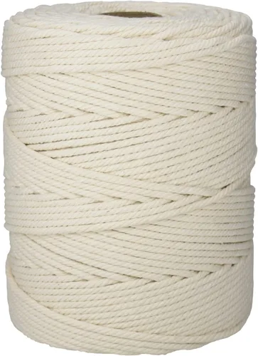 Vista 7 de Cordón de algodón para macramé de 0.118 in x 547 yardas, sin teñir, suave de 4 hebras trenzado, 100% algodón natural para colgar en la pared hecho a