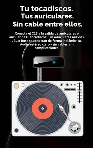 Vista 5 de Receptor transmisor Bluetooth C28, adaptador de audio auxiliar de 0.1 in