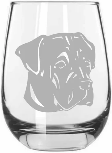 Vista 421 de Shar Pei (chino) - Vaso de vino sin tallo grabado para perro, 15.25 onzas