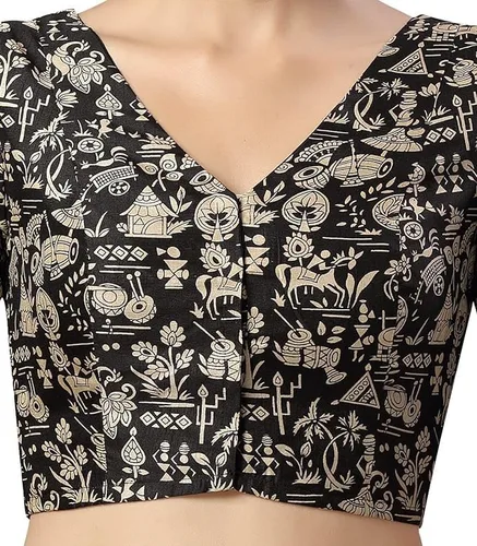 Vista 4 de Blusa de algodón puro con estampado Sari Ajrak de aspecto fresco, confeccionada para mujer