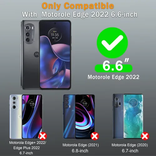 Vista 3 de Funda compatible con Motorola Edge (2022), con funda de clip para cinturón, resistente, resistente, a prueba de golpes, protección de cuerpo Negro