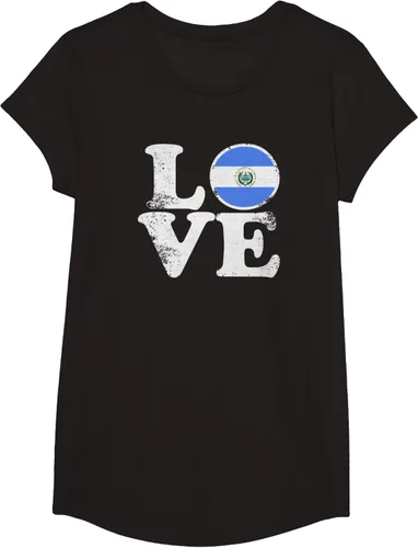 Vista 5 de Love El Salvador Flag tShirt Home Pride Distressed Tee T-Shirt