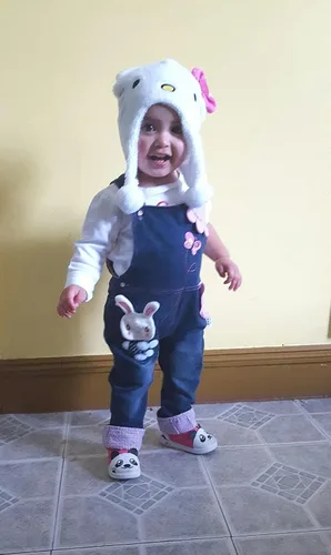 Vista 5 de KIDSCOOL SPACE Baby Girl Jean Overalls,Toddler Denim Cute 3D Bunny Outfit