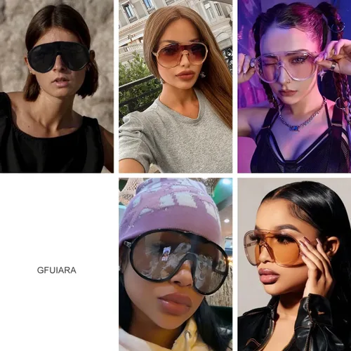 Vista 3 de GFUIARA Gafas de sol de gran tamaño de moda para mujeres y hombres, protección UV400