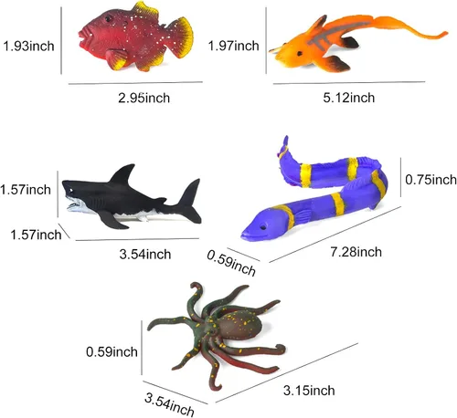 Vista 6 de Paquete de 12 juguetes de baño que cambian de color con animales marinos, figuras de animales oceánicos que cambian de color, juguetes de baño sin