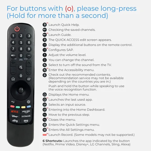 Vista 10 de BlueStars Control remoto por voz Magic para reemplazo de control de TV LG