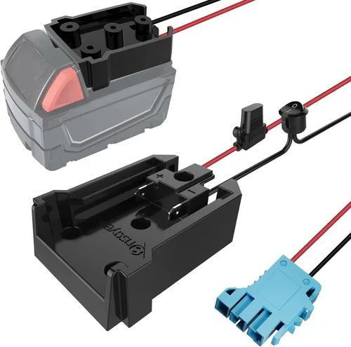 Vista 9 de Adaptador de rueda eléctrica con fusible e interruptor para batería Milwaukee de 18 V, adaptador de batería hermético no soplado con fusible de 30 A