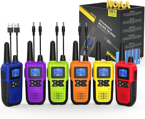 Vista 9 de Topsung 6 Walkie Talkies for Adults Long Range Rechargeable with NOAA Alert