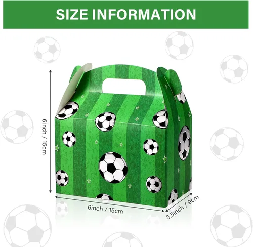 Vista 2 de Outus Paquete de 16 cajas de golosinas de fútbol, bolsas de dulces de fútbol, bolsas de regalo de fiesta de cumpleaños, cajas de papel para galletas