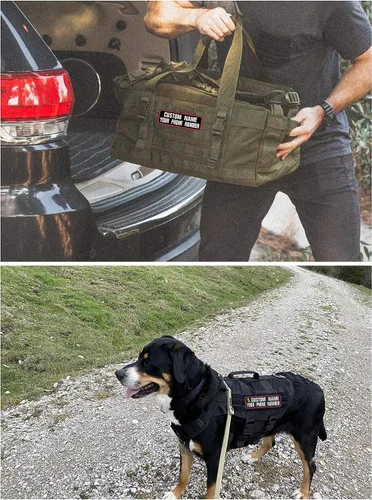 Vista 4 de 2 parches con nombre personalizados, parches tácticos extraíbles personalizados con gancho y bucle, parches bordados con nombre para mascotas, Hueso