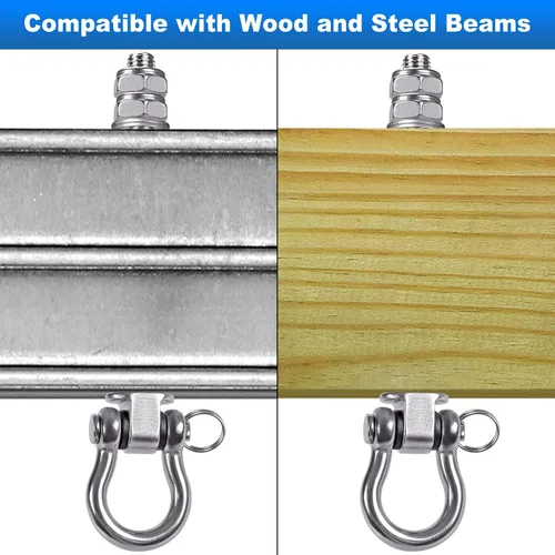 Vista 4 de 2 perchas de columpio resistentes con rodamientos, accesorios de columpio de acero inoxidable para vigas de madera y metal, ganchos para colgar