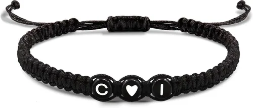 Vista 123 de Pulseras con iniciales para mujeres y hombres, regalos para novia, novio, pulseras de letras "I Love You", regalos para ella, él, mejor amigo