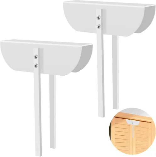 Vista 8 de Cerradura de puerta doble plegable - Cerraduras de seguridad para niños de metal mantienen a los niños pequeños, gatos y perros fuera