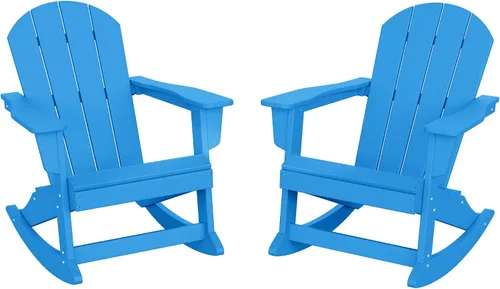 Vista 41 de HDPE Laguna Silla mecedora Adirondack de polietileno para exteriores (juego de 2), color negro