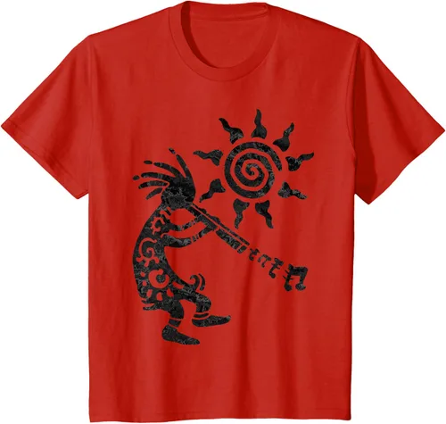 Vista 3 de Native American Kokopelli Musican With Flute 2 - Camiseta divertida para fanáticos, Blanco, S