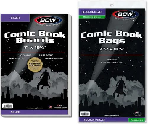 Vista 2 de BCW Bolsas de cómic y tableros de respaldo resellables de la Edad de Plata