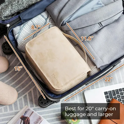 Vista 9 de Elviros Neceser colgante para hombres y mujeres, 3 en 1, organizador de viaje grande impermeable de piel sintética, bolsa de maquillaje dopp kit