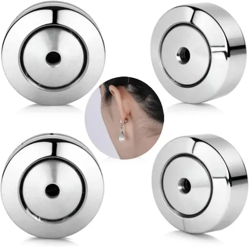 Vista 8 de Respaldos de Aretes de Oro, Respaldos de Aretes Grandes – 4 Piezas Repuestos de Aretes Perforados de Oro de 18K para Orejas Caídas Aretes Pesados