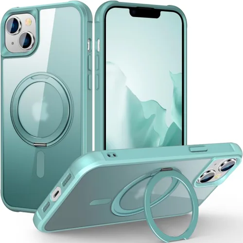 Vista 39 de Funda para iPhone 11 con soporte de anillo magnético giratorio de 360° [compatible con Mag-Safe] [Protección de grado militar] Funda translúcida