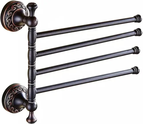 Vista 17 de Barra doble para toallas de bronce aceitado frotado de latón, ajustable de 15.5 a 27.5 pulgadas, soporte de barra para toallas de baño para portador