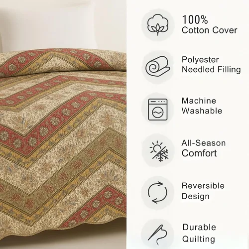 Vista 2 de DaDa Bedding Juego de edredón bohemio con diseño floral, tamaño individual, 2 piezas