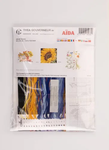 Vista 4 de Thea Gouverneur - Kit de punto de cruz, diseño de Pensamientos, color negro, 18 unidades, 13.4 x 13.4 in, kit de manualidades para adultos, kit