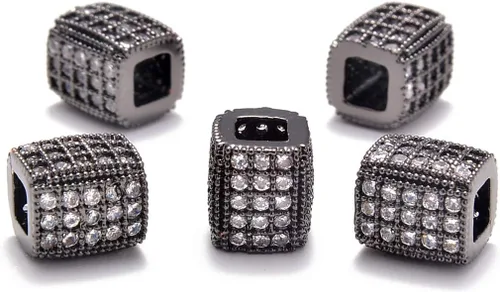 Vista 24 de AD Beads Pulsera de cuentas de zircón con tachuelas de strass
