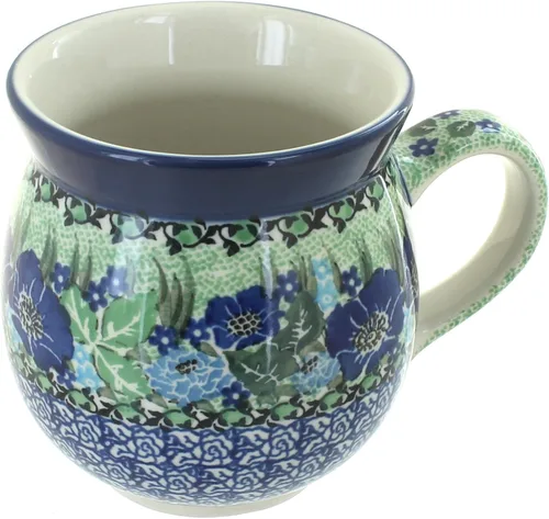 Vista 15 de Blue Rose Polish Pottery - Blue Alyce Bubble Mug - 16 oz - Unique Shape Mug for Coffee & Tea