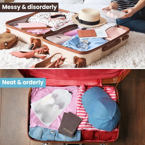 Vista 4 de 150 bolsas de zapatos de viaje translúcidas con cuerda de cordón, grandes bolsas transparentes para zapatos para almacenamiento, fundas de zapatos