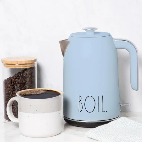 Vista 6 de Rae Dunn Hervidor eléctrico de agua caliente – Cafetera de acero inoxidable, tetera de té, base giratoria, con protección de apagado automático