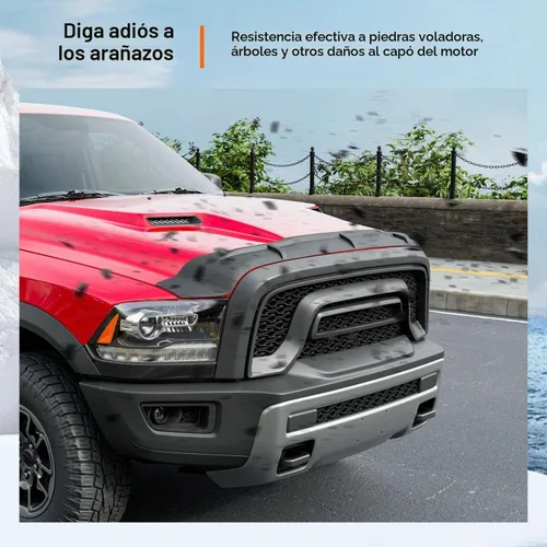Vista 4 de powoq Deflector de Capó Compatible con Deflector de Capó de 2009-2018 Dodge RAM 1500 Protector de Capó de TPE de Reemplazo para 2009 2010 2011 2012