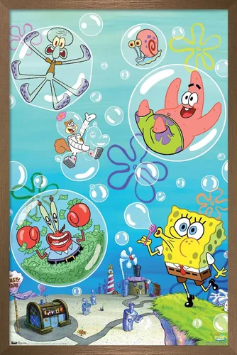 Vista 12 de Trends International Nickelodeon Spongebob Squarepants - Póster de burbujas de pared, 14.725 x 22.375 pulgadas, versión con marco de madera tipo
