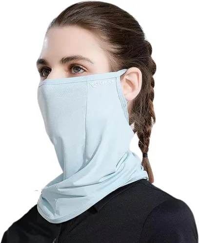 Vista 12 de Máscara facial UPF 50+ para mujeres y hombres, cubierta completa de enfriamiento de seda helada, protección solar transpirable, polaina