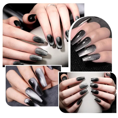 Vista 6 de Herramienta de imán de uñas 5 en 1, bolígrafos magnéticos de uñas fuertes con funda protectora de silicona, barra magnética multifuncional 3D de ojo