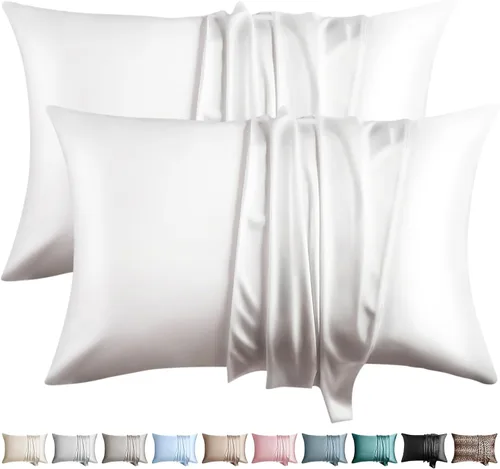 Vista 12 de Juego de 2 fundas de almohada de seda 100% de tamaño estándar, fundas de almohada de seda de morera para cabello y piel, juego de 2, seda de la más
