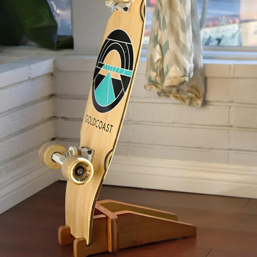 Vista 4 de COR Surf Skateboard Floor Stand Premium Bamboo Skateboard Display Holder No More Tripping Over Boards