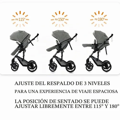 Vista 7 de Cochecito de bebé, cochecito de bebé, 2 en 1, plegable, portátil, cómodo, para bebés de 0 a 36 meses (588-BG)