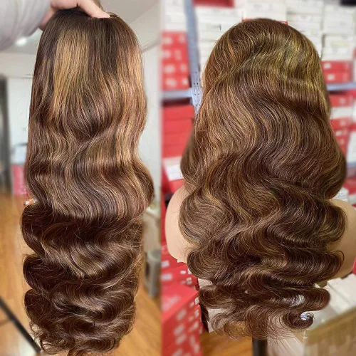 Vista 2 de Peluca Rubia Miel Cabello Humano Body Wave 13x6 Encaje Frontal Pelucas de Cabello Humano Para Mujeres Negras 22 Pulgadas
